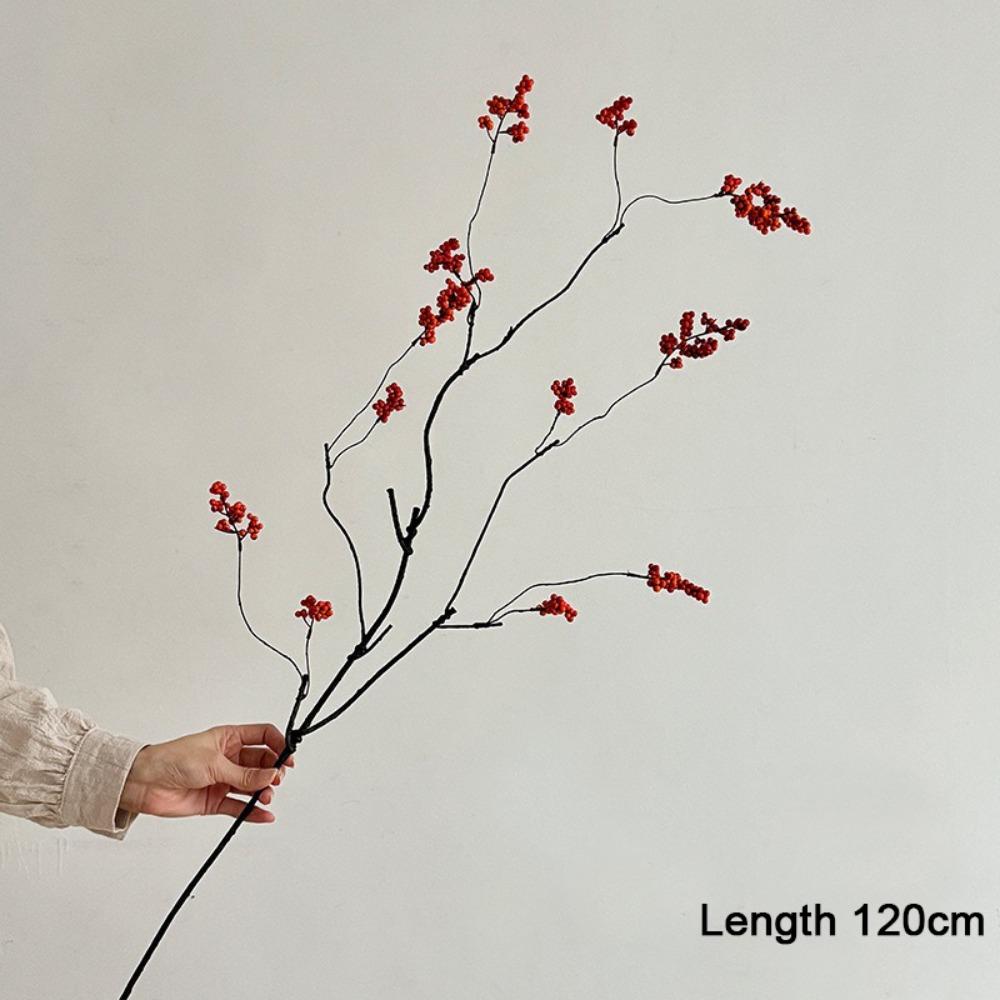 Floral Decor Artificial Berry Fruit Branch Red Fruit Berries Artificial Flowers  Home Decoration
