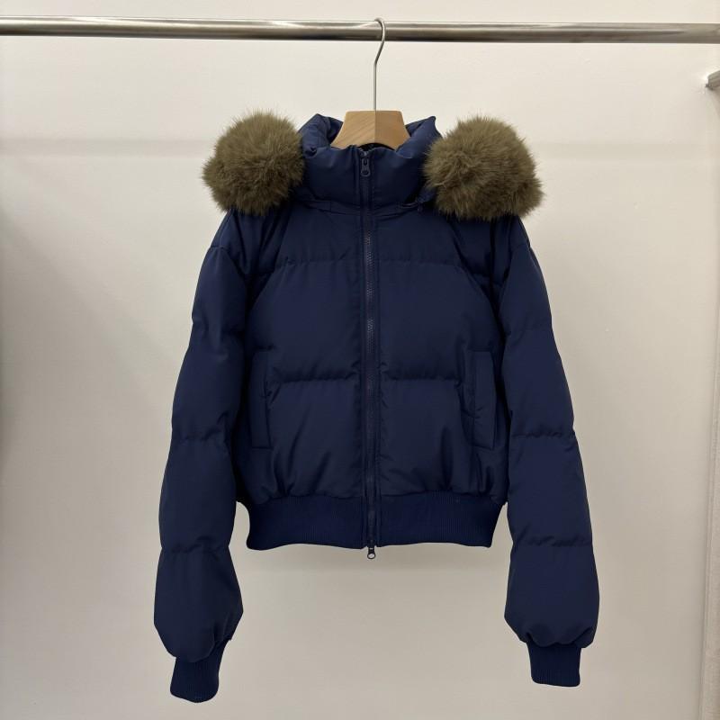 Womens Short Winter Down Coat With Detachable Faux Fur Collar Slim Fit Warm Puffer Jacket Small Stature