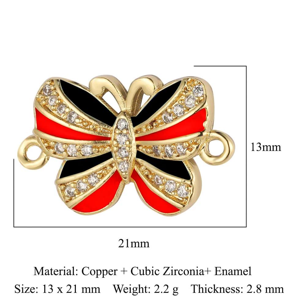 Crown Heart Bowknot Brass CZ Connector Charm Butterflry Corss Angel Bee Evil Eye Star Bracelet Making DIY Jewelry