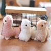 Adorable Soft Alpaca Plush Toy Keychain With Fluffy Short Plush In White Pink Brown
