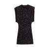 Round Neck Holiday Party Dress Fly Sleeve Silm Evening Dress Shining Sequin Mini Dress  Daily