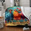 1pc Chickens Cartoon Pattern Print Blanket - Lightweight Flannel Throw Blanket For Sofa, Bed, Living Room, Office, Outdoor Travel, Camping, Soft