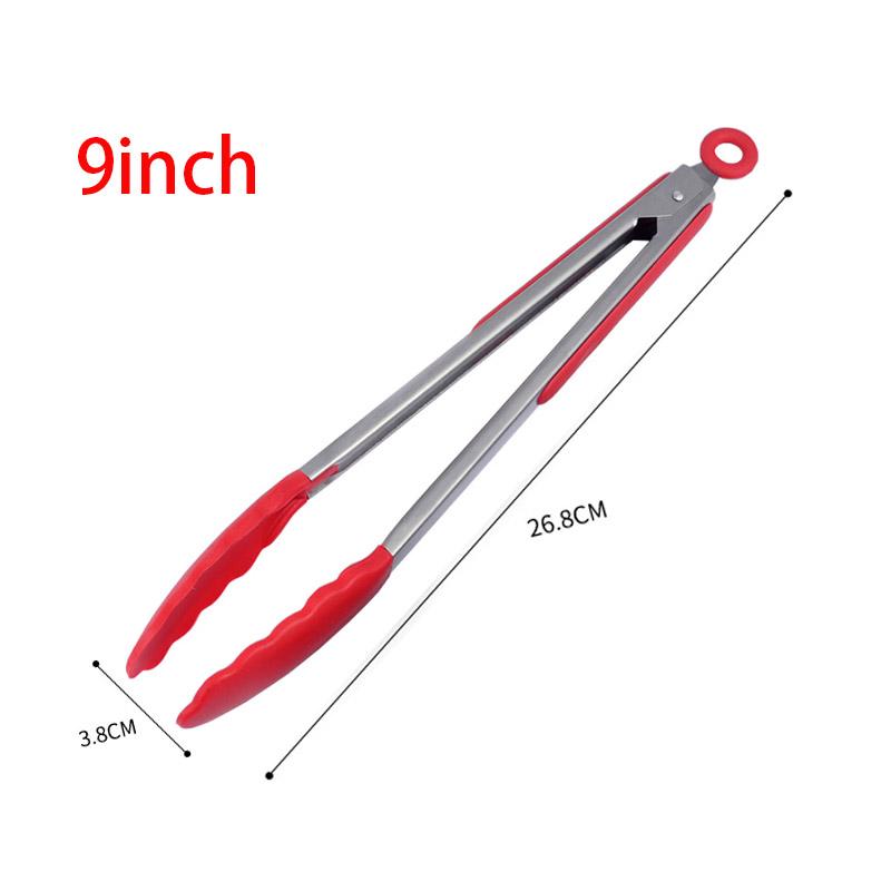 Silicone Food Tong Stainless Steel Grillingtongs Silicone Non-slip Cooking Clip Clamp Bbq Salad Tools Grill Kitchen Accessories