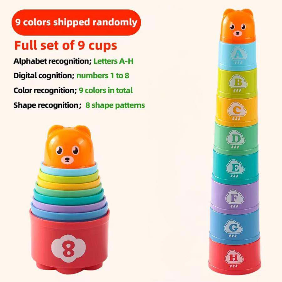 High-Quality 9Pcs/Set High-Quality Number High-Quality Letters High-Quality Stacking High-Quality Cup High-Quality Baby High-Quality Montessori светло-серый