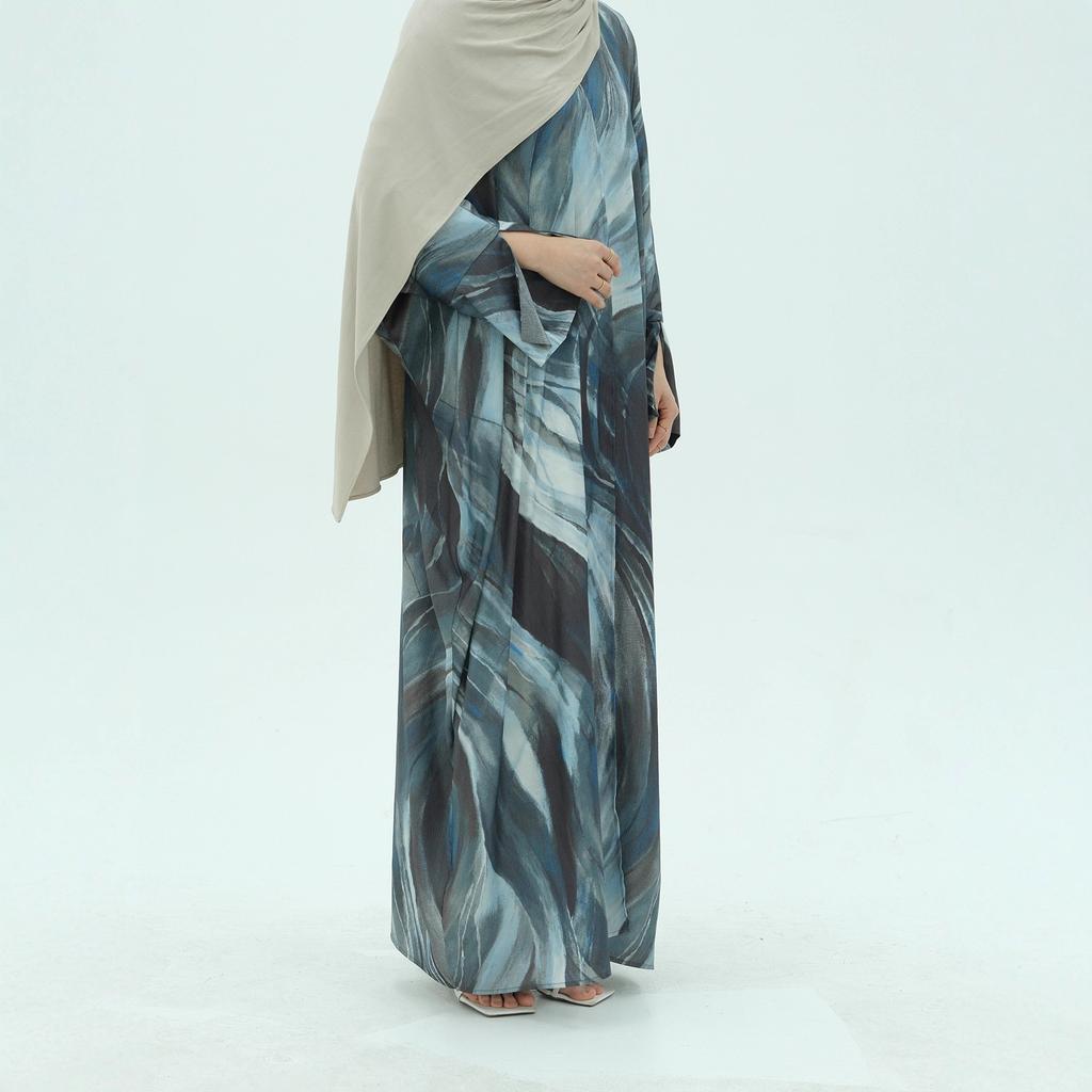 Long-sleeved Elegant Open-sleeved Long Shirt Elegant Casual Print Cardigan Robe Soft and Comfortable