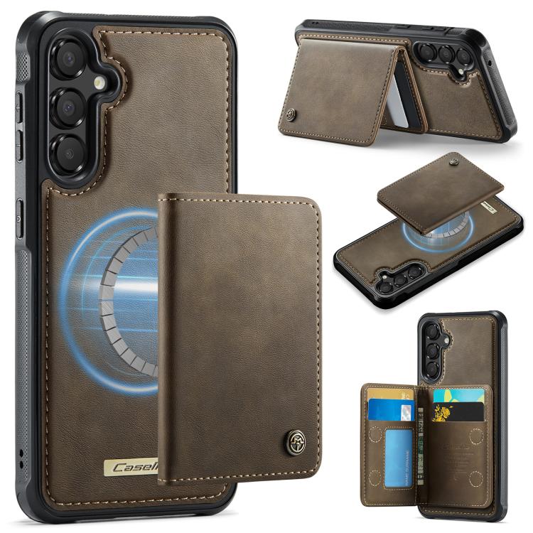 CaseMe Me80 Magnetic RFID Wallet Phone Case For Samsung Galaxy S24 FE 5G, Detachable Multi Card Slot Kickstand Anti-Theft Cover