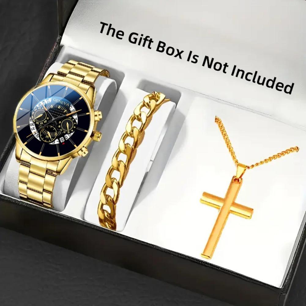 Watch Bracelet Necklace Two-Piece Set Men S Watch Bracelet Men S Quartz Watch Business Watch Men S