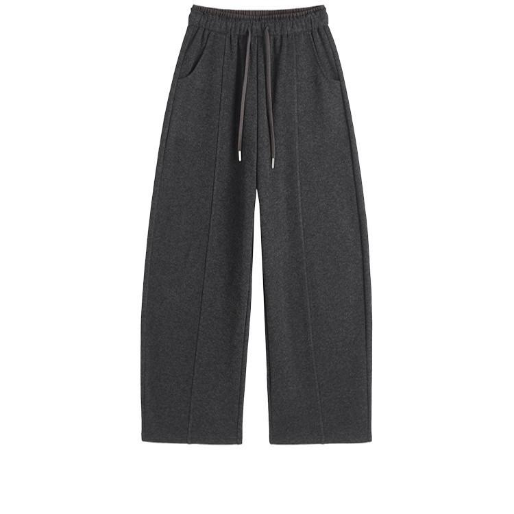 Women's Drawstring Wide Leg Pants Solid Color Casual Loose Fit Trousers