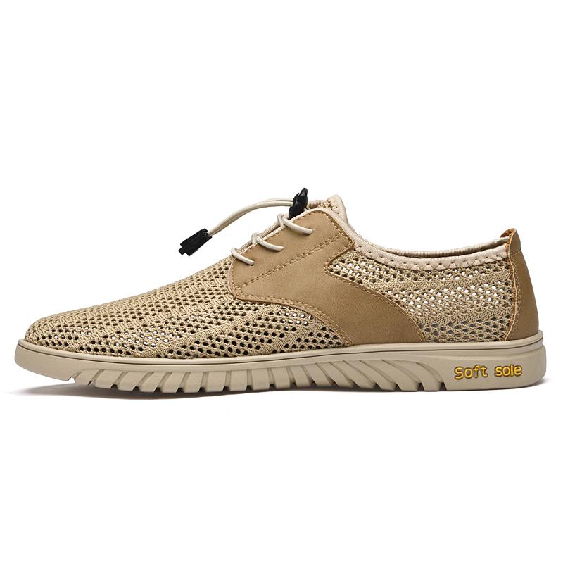 

Fashion Summer New Handmade Outdoor Designer Mesh Breathable Anti Slip Sandal High-quality Lightweight Comfort Soft Lace Up Casual Shoes 45 хаки