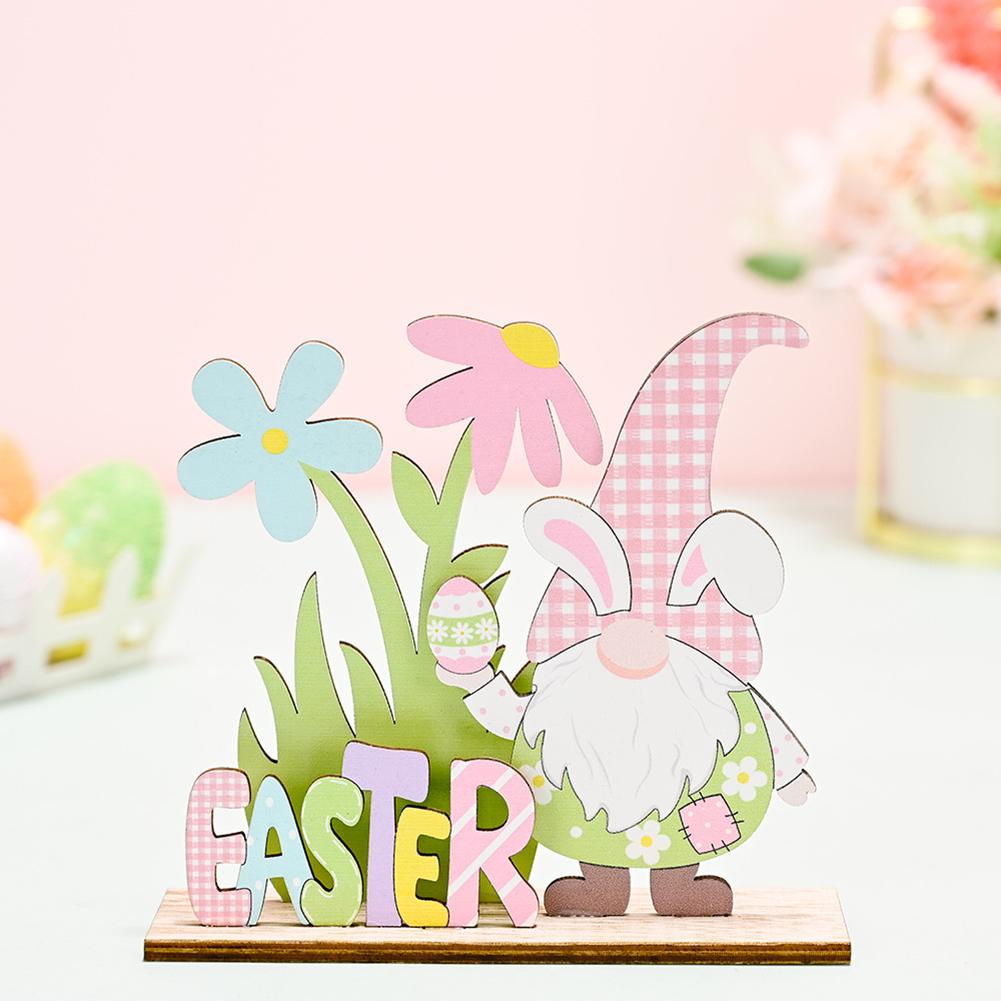 Colorful Wooden Easter  Ornaments Multiple Easter Elements Letter Plate Decorations For Home Office Party Workplace Exquisite Gifts