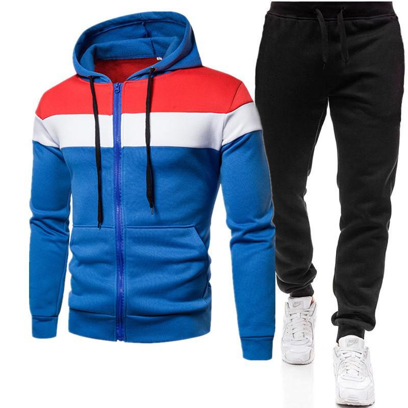 2024 Men's European & American Style Three-Color Zipper Hoodie Set - Spring/Autumn Casual Plus Size Loose Fit