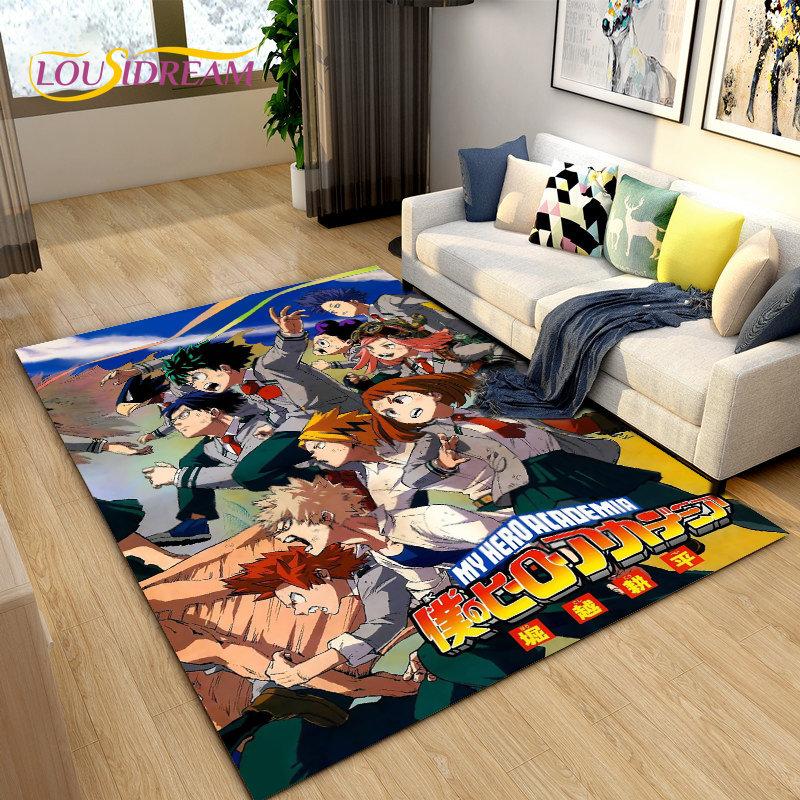 Tappeto Area Grande Anime Giapponese My Hero Academia, Tappeto per Soggiorno Camera da Letto Divano Zerbino Decorazione, Tappetino Antiscivolo per Bambini