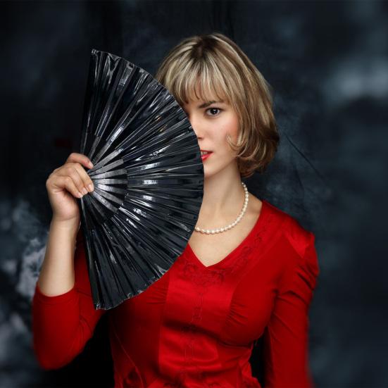 Yousheng Colorful Kung Fu Fan Holographic Foldable PVC Fan Ergonomic Handle Smooth Opening Closing Performance Fan Folk Craft Fan