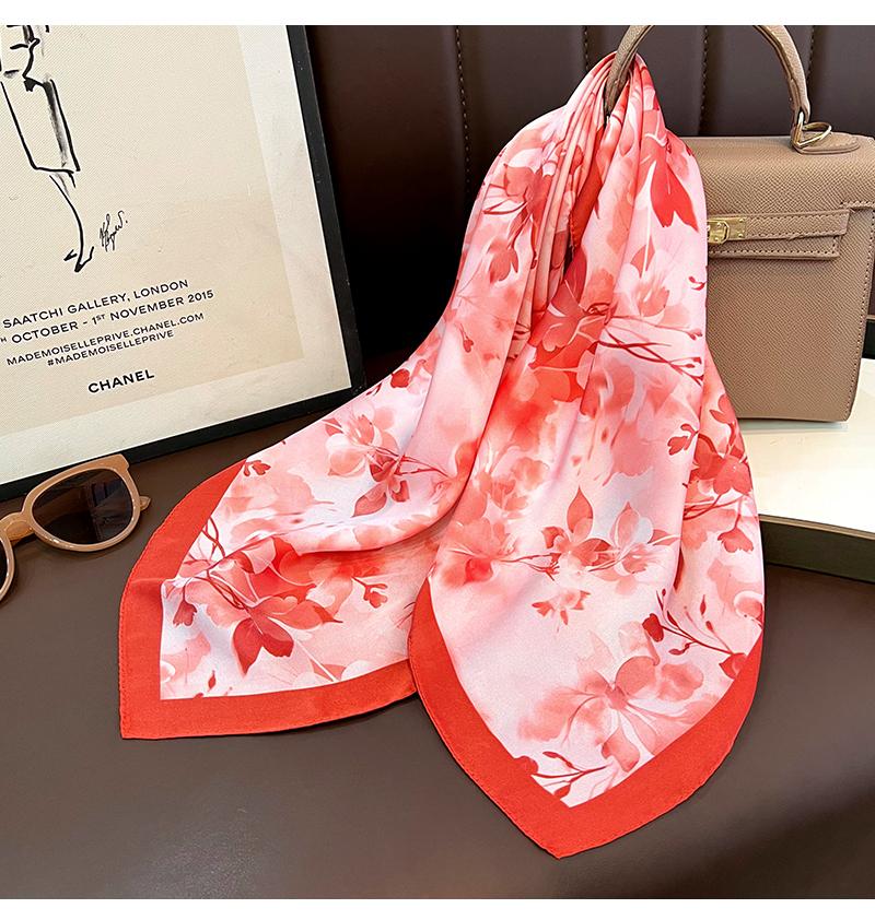 Korean Style Floral Printed Small Square Scarf Women Summer Spring Versatile Neck Scarf