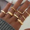 8-piece Set of Fashionable and Minimalist Alloy Rings with Lava Patterns, Folds, and Irregular Retro Designs