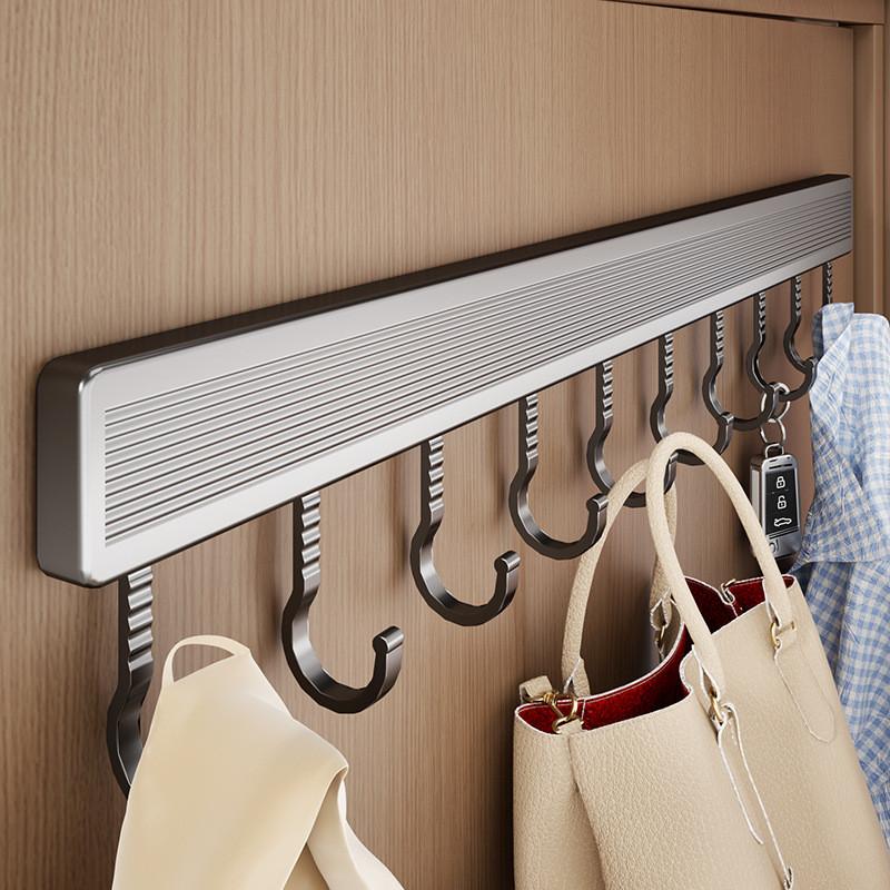 Space Aluminum Wall Hook Set With Strong Adhesive No Drilling Suitable For Bathroom And Closet Storage