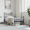Metal Bed Frame with Headboard and Footboard Black 75 x 190 cm