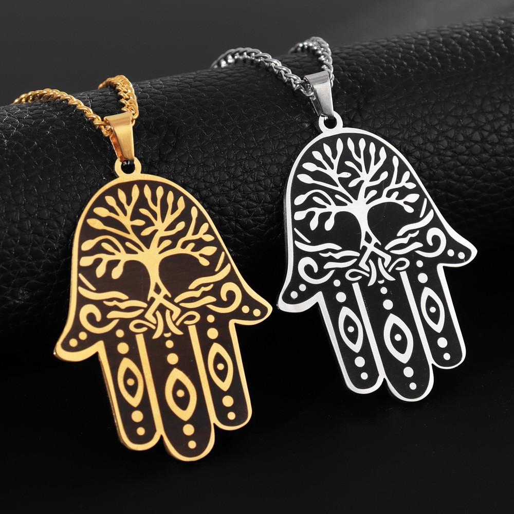 Ciondolo Mano di Fatima Nicchia Albero della Vita Collana Accessori