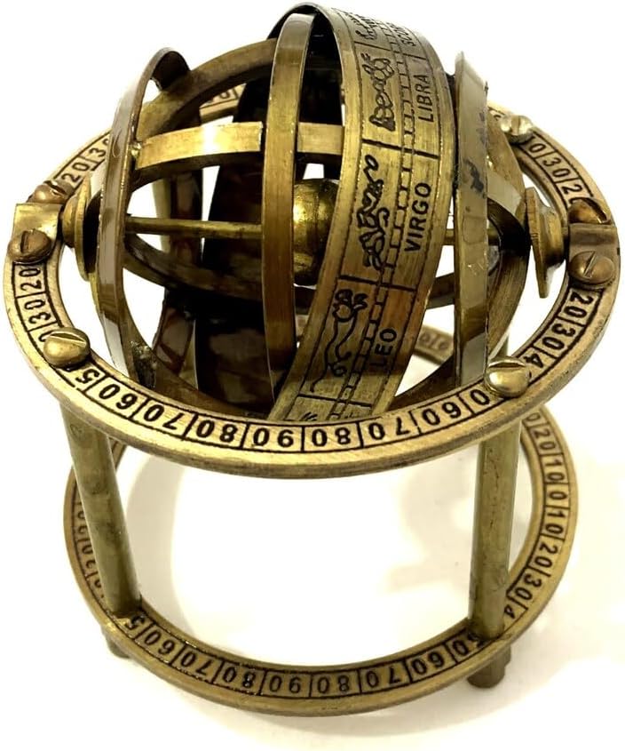 Brass Armillary Sphere Antique Finish Nautical Globe Maritime Desk Décor