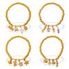 Summer Beach Ocean Wind Starfish Shell DIY Pendant Round Bead Bracelet Gold-plated Stackable Jewelry