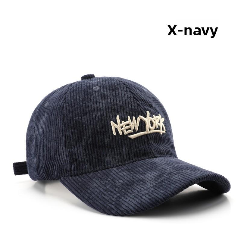 

Vintage Corduroy Baseball Cap With Embroidered Letters For Outdoor Sun Protection Men Women темно-синий
