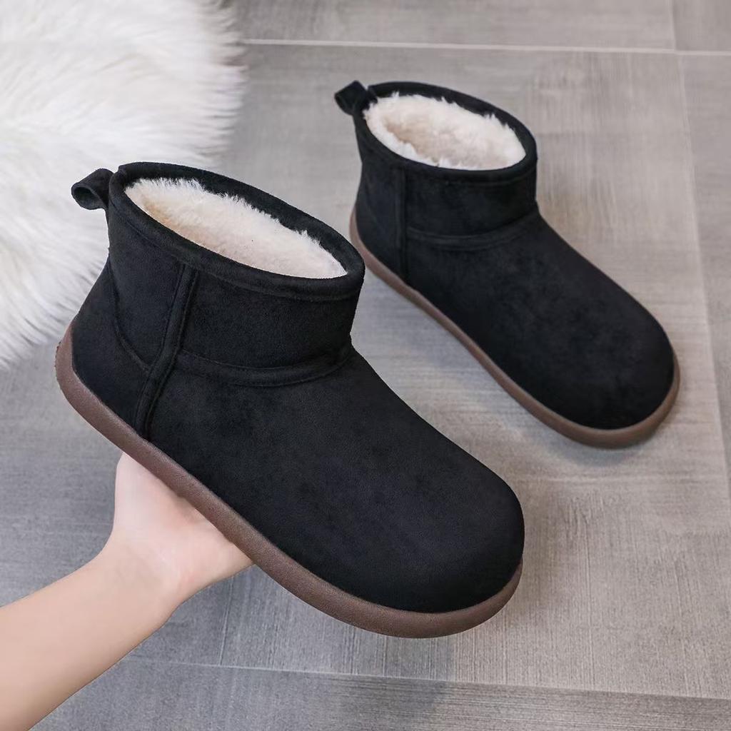 22 Winter New Mid-tube Snow Boots with Fleece and Thickened Leather Sneakers