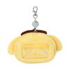 SANRIO Face-Shaped Pass Case & Pouch - Pompompurin - Cotton-PVC-Steel-Polyester - Card Holder with Retractable Reel - Small Item Storage - Suitable