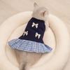 Korean Style Dog Princess Skirt Breathable Cat Bow Dress Comfort Pet Strap Dress  Pet Party