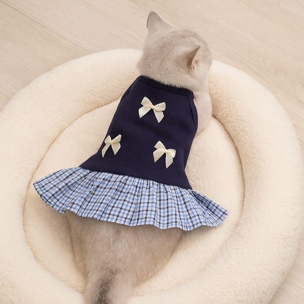 Korean Style Dog Princess Skirt Breathable Cat Bow Dress Comfort Pet Strap Dress  Pet Party
