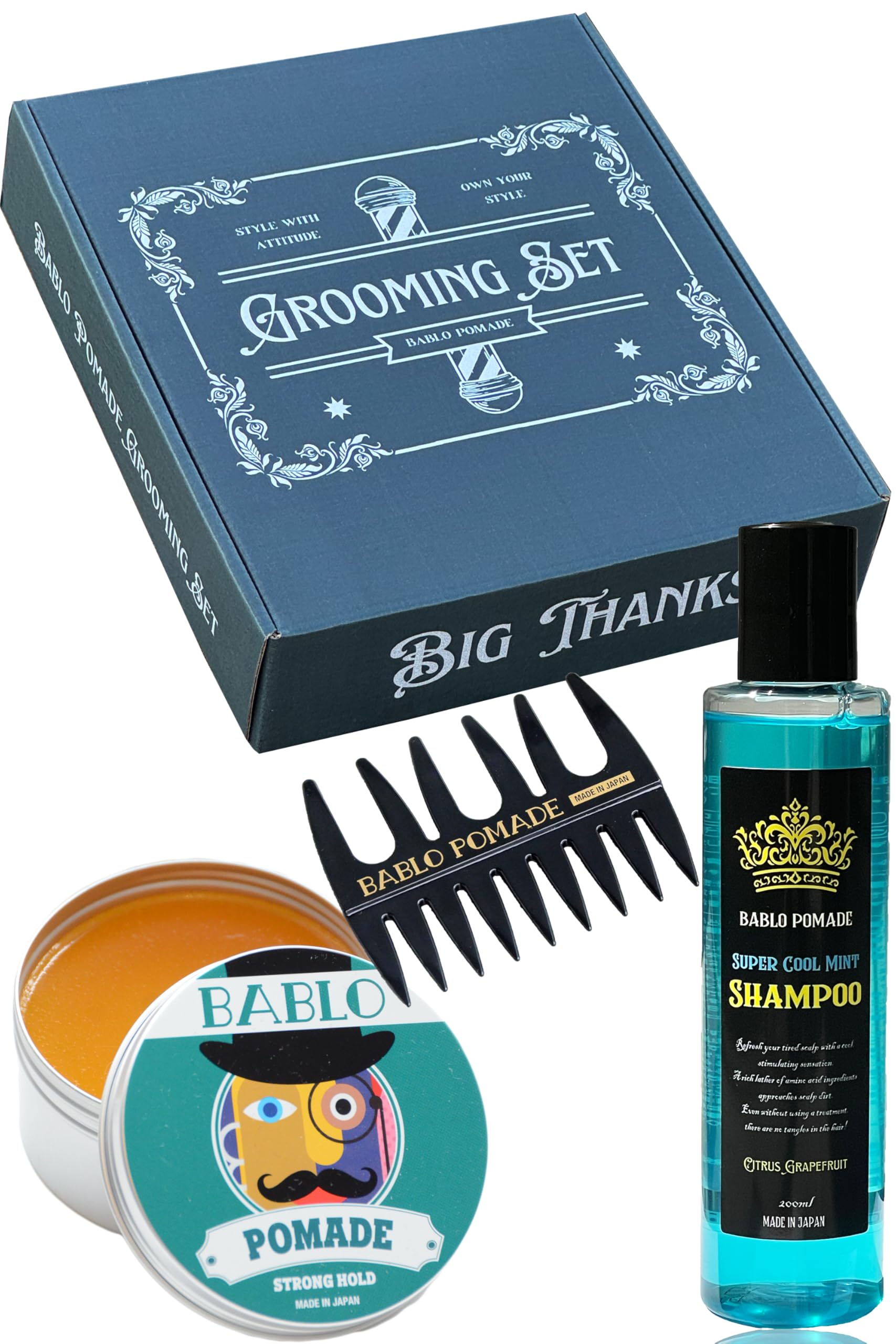

BABLO POMADE Gift Pomade, Shampoo, and Comb - Birthday Gift for Men, Respect for the Aged Day Gift for Father