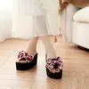 Fashion Glitter Paillette Bow-knot Elevated Slippers Women Open Toe Platform Slides Mixed Colors Bling Anti-skid Creepers Flip Flops2025