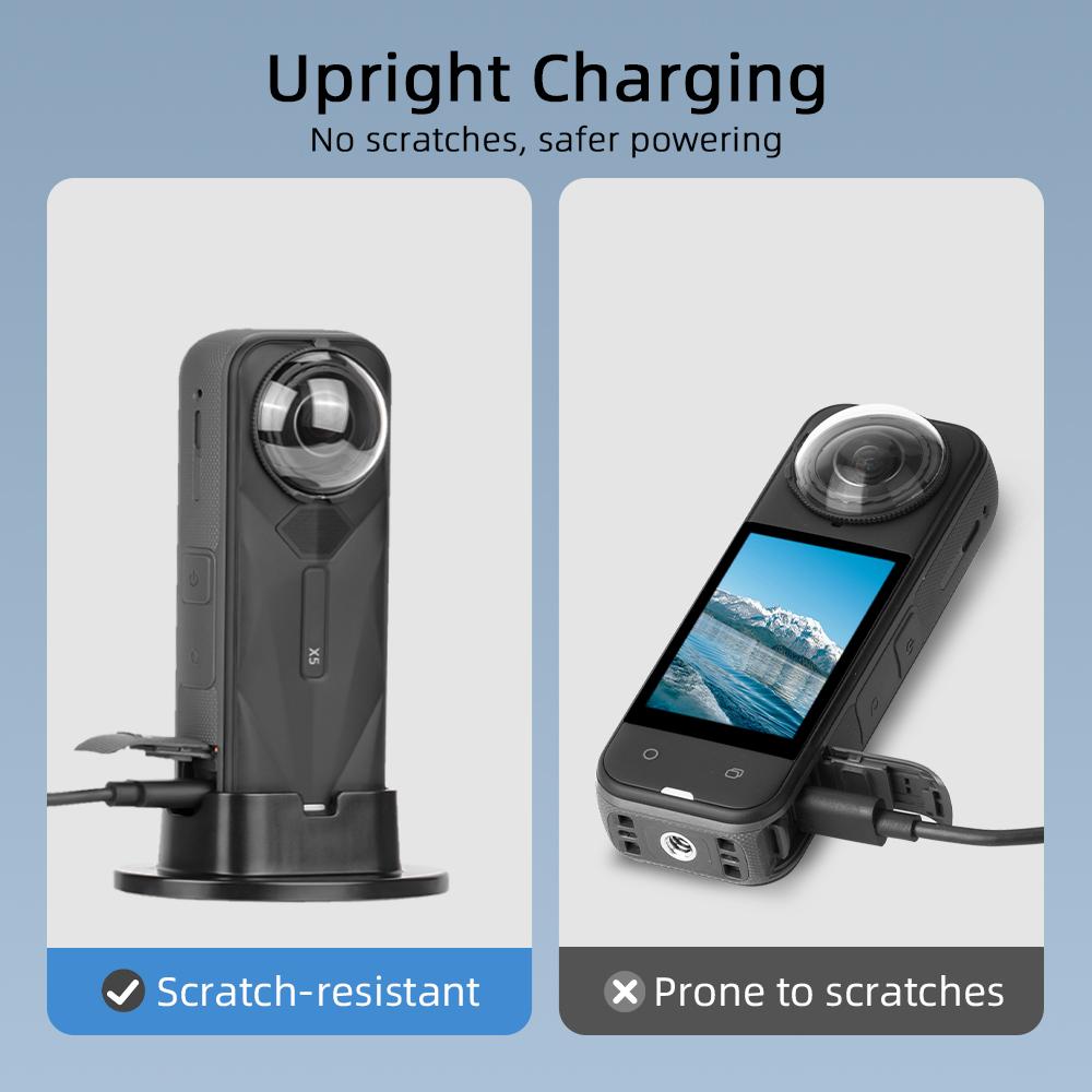 FLYMILE For Insta360 X5 Action Camera Anti Slip Plastic Base Portable Stand for Upright Charging