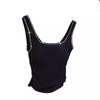 Plus Size Women's Hot Diamond Sexy Backless Sports with Chest Pads Outside The Vest