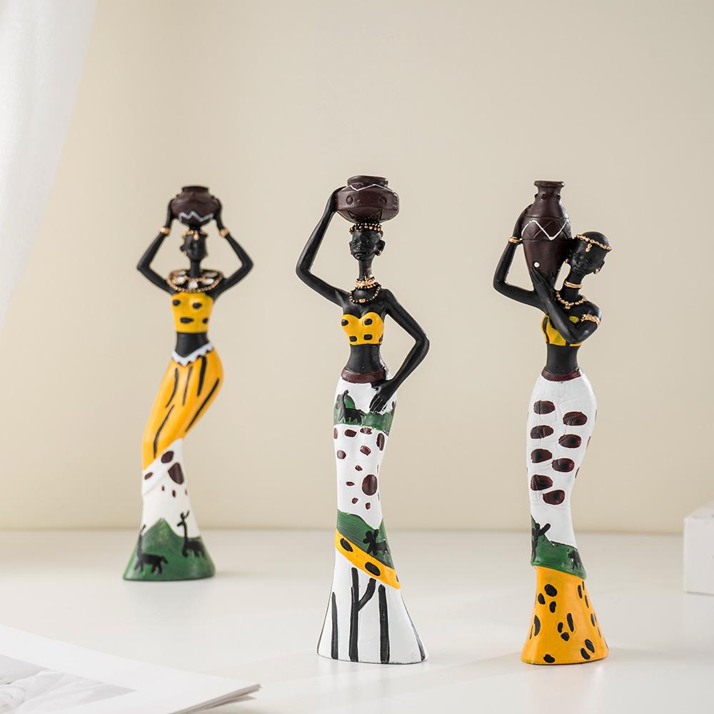 African Black Woman Figure Art Resin Crafts Home Use Living Room Entrance Desk Decoration Ornament Durable Best Durable