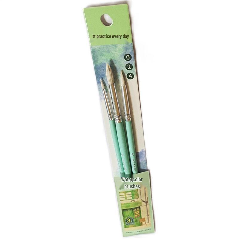 

Daily Practice Goat Hair Brush Set: 3-Piece Gouache & Oil Painting Brushes. 0496