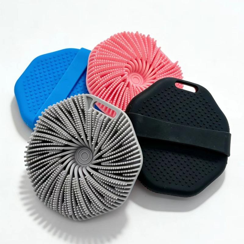 Polygon Silicone Bath Brush For One Second Sludge Lazy People Bath Brush Flexible Skin Friendly Bath Cleaning 11.5*11.5*3.5cm серый