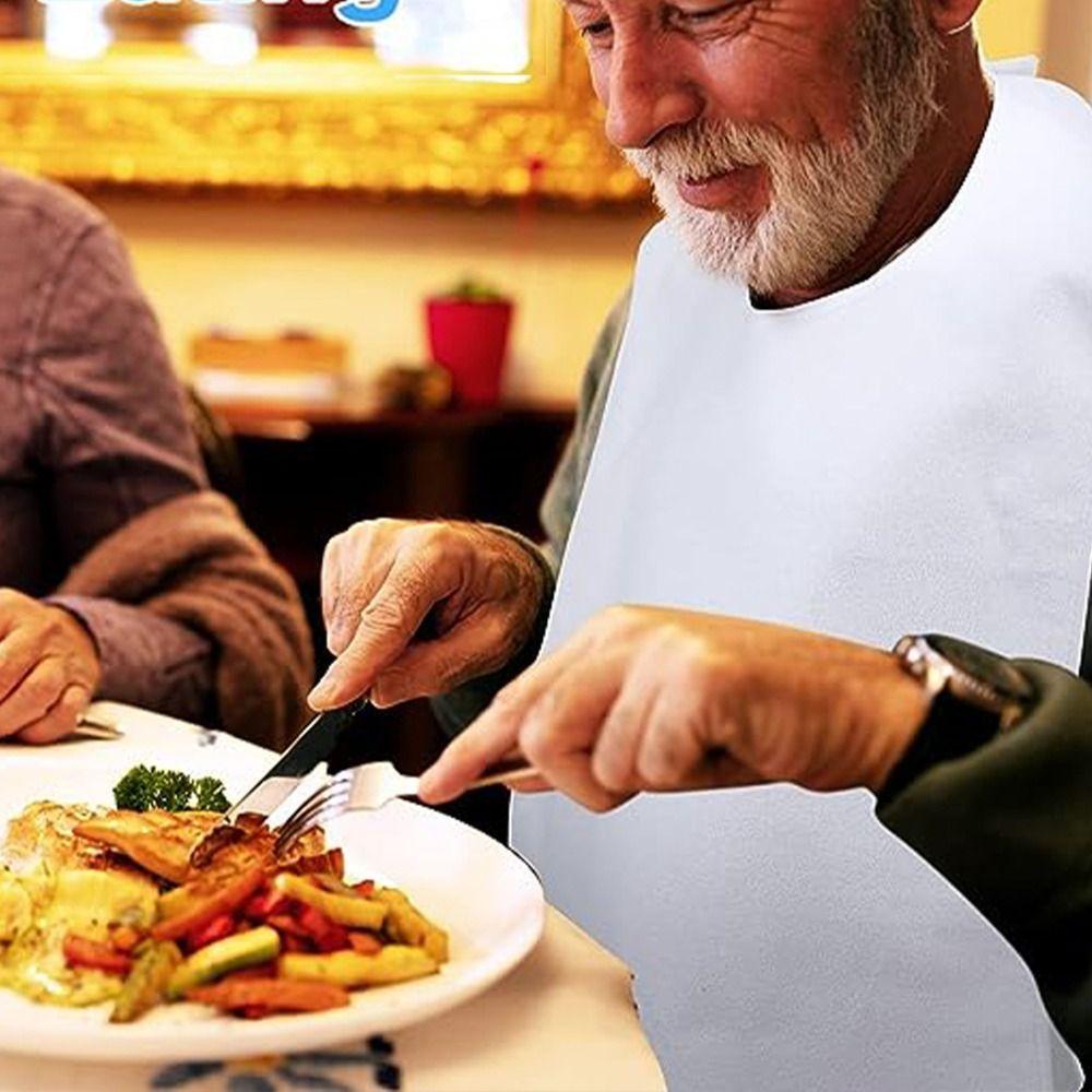 Adjustable Adult Bibs Stain Resistant Washable Elderly Bib Soft Thicked Senior Citizens Bibs Elderly Men And Women