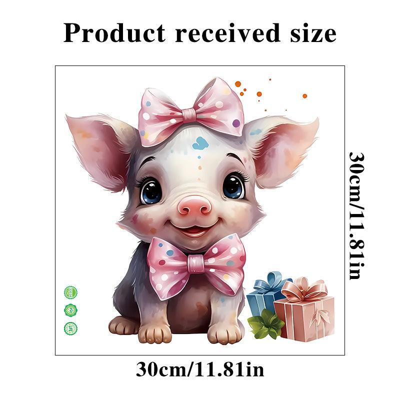 

Милый мультяшный поросенок для ванной комнаты, креативная наклейка для унитаза, украшение для крышки унитаза, водонепроницаемая наклейка 30x30cm розовый