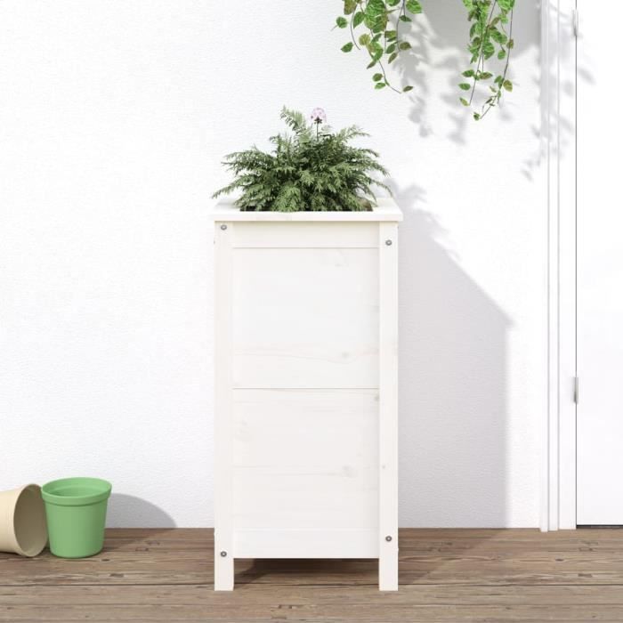 VidaXL Jardinière blanc 40x40x78 cm bois massif de pin 825276