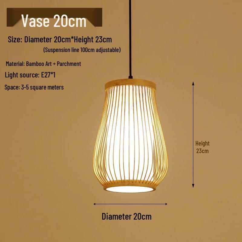 Retro Zen Bamboo Weaving Pendant Lamp for Restaurants & Teahouses