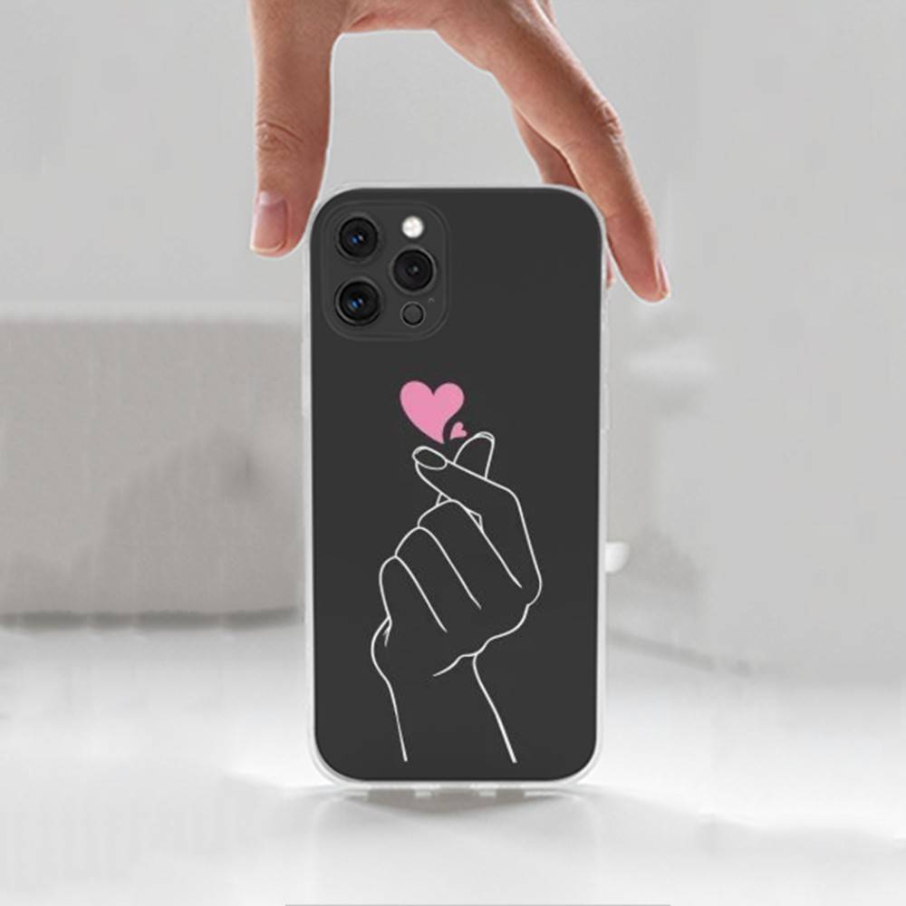 Schöne Hand-Herz-Hülle für iPhone Max, 14, 16, X, 13, XR, SE, 12, 15, Pro, 17, Plus, 11, XS, Mini durchsichtig weiche Abdeckung