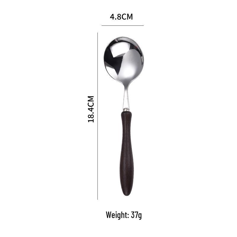 304 Stainless Steel Cutlery Set with Wooden Handles - Knife, Fork, Spoon for Western Cuisine