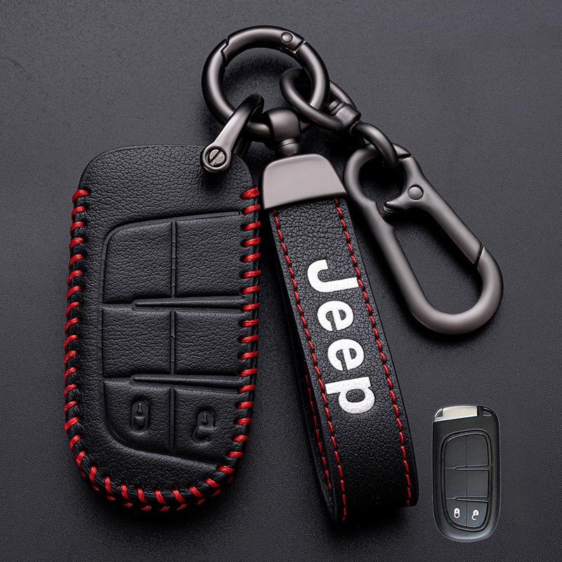 Hochwertige Neue Leder Auto Schlüsselabdeckung Hülle Fob für Jeep Renegade Compass Grand Cherokee für Chrysler 300C Wrangler Zubehör