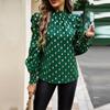 Women Loose Printed Blouses Long Sleeve Round Neck Commuting Autumn Winter
