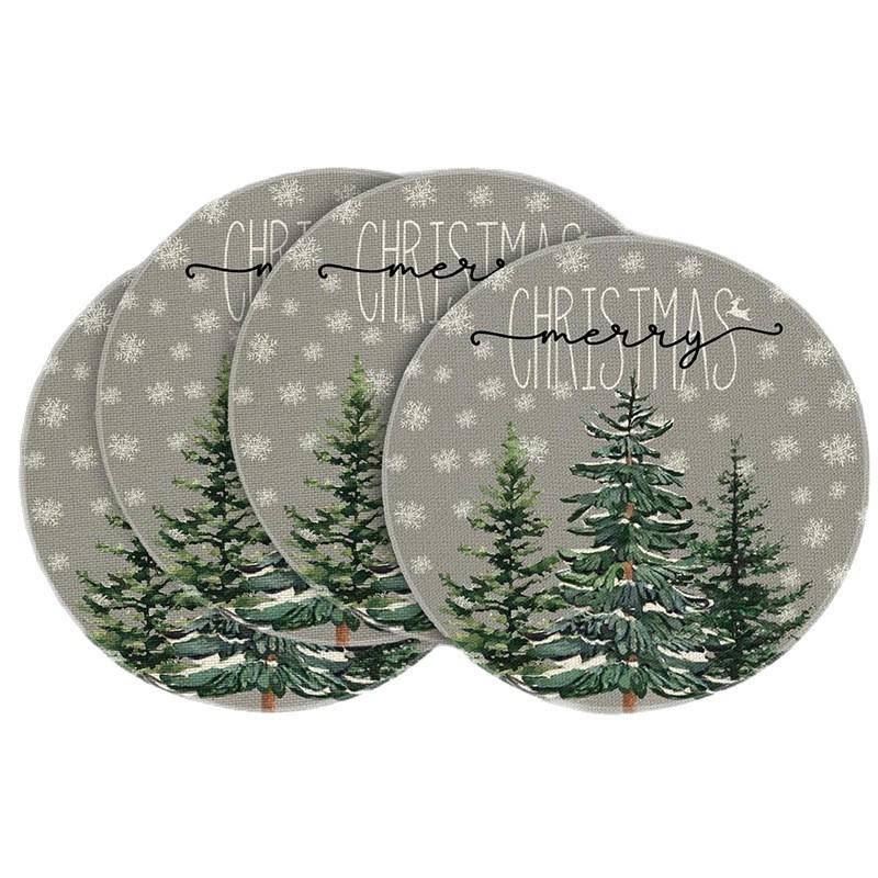 Festive Style Christmas Round Placemats - 4-Piece Set for Holiday Table Decor