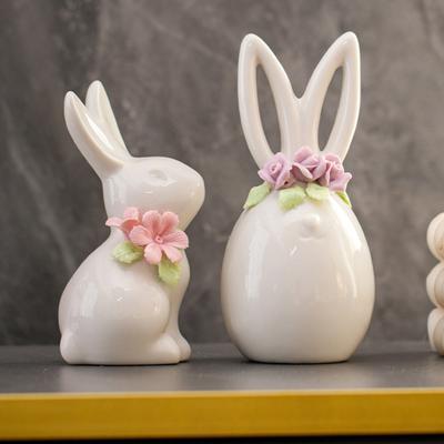Ostern Keramikblume Frühling Ostern Zuhause Hasenstatue Kaninchenfigur Mini Büro Feiertagsparty Dekoration Schmuck
