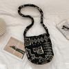 41 autumn and winter fashion leopard print woolen underarm bag women's bucket bag large capacity shoulder bag