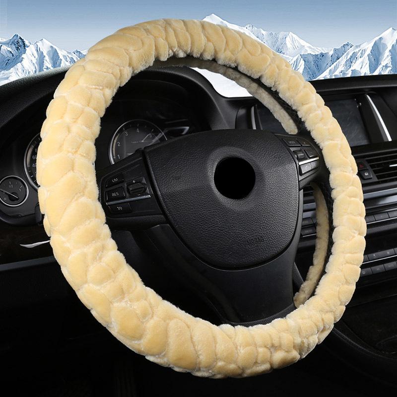 DERMAY Plush Steering Wheel Cover Short Fur Non-slip Design M Size for Vw Passat Bmw Kia Chevrolet Etc. 95%Cars Winter 2017 New
