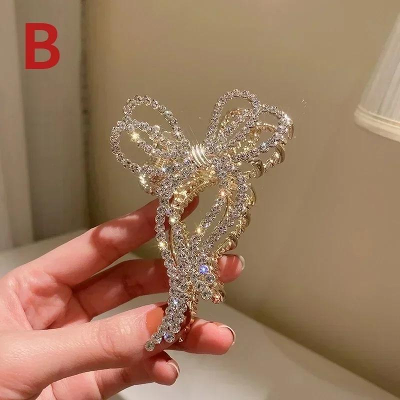 Fortschrittliche mit Diamanten besetzte Perlen-Schleifen-Haarspange Elegante Damen-Haarspange Metall Geometrisch Hohl Schleife Besetzt Diamant Kopfschmuck