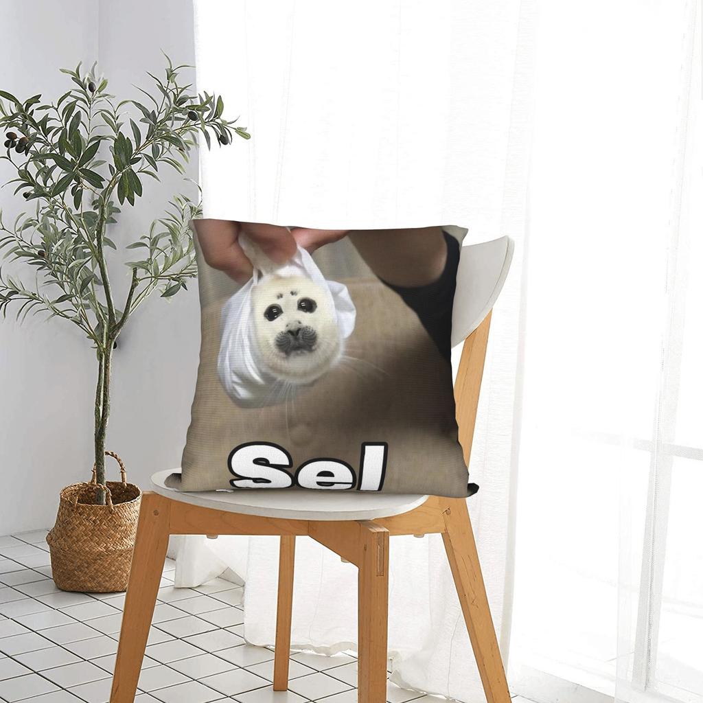 Dichtungsmeer Lustiger Meme Sel Quadratische Kissenbezüge Kissenbezug Großartig Polyester Dekor Zierkissenbezug für Sofa 45*45cm